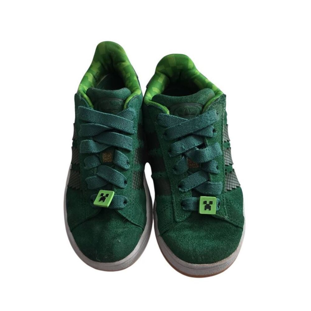 Adidas x Minecraft Boys Size 1 Campus 00's Green Suede Sneakers - Picture 7 of 10